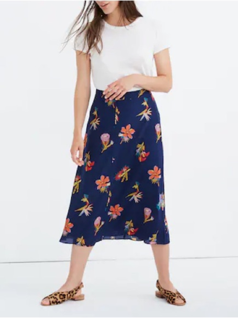 Madewell "Atrium Midi Skirt in Bird of Paradise" size 00